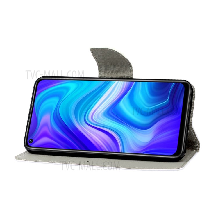 Cross Texture Pattern Printing PU Leather Full Protection Phone Cover Case with Stand for Xiaomi Redmi Note 9 (MTK Helio G85)/10X 4G - Nebula-8