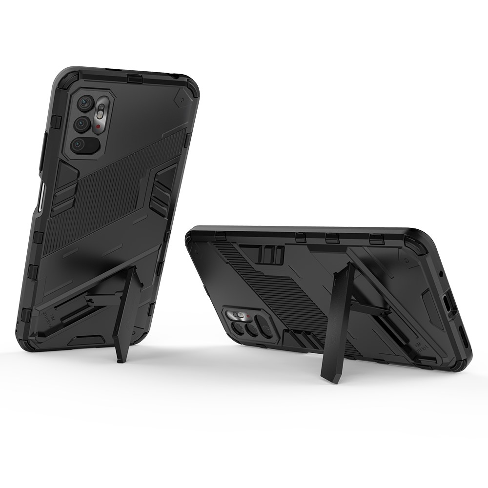 Kickstand Design Anti-Drop PC + TPU Hybrid Phone Case Cover for Xiaomi Redmi Note 10 5G - Black-10