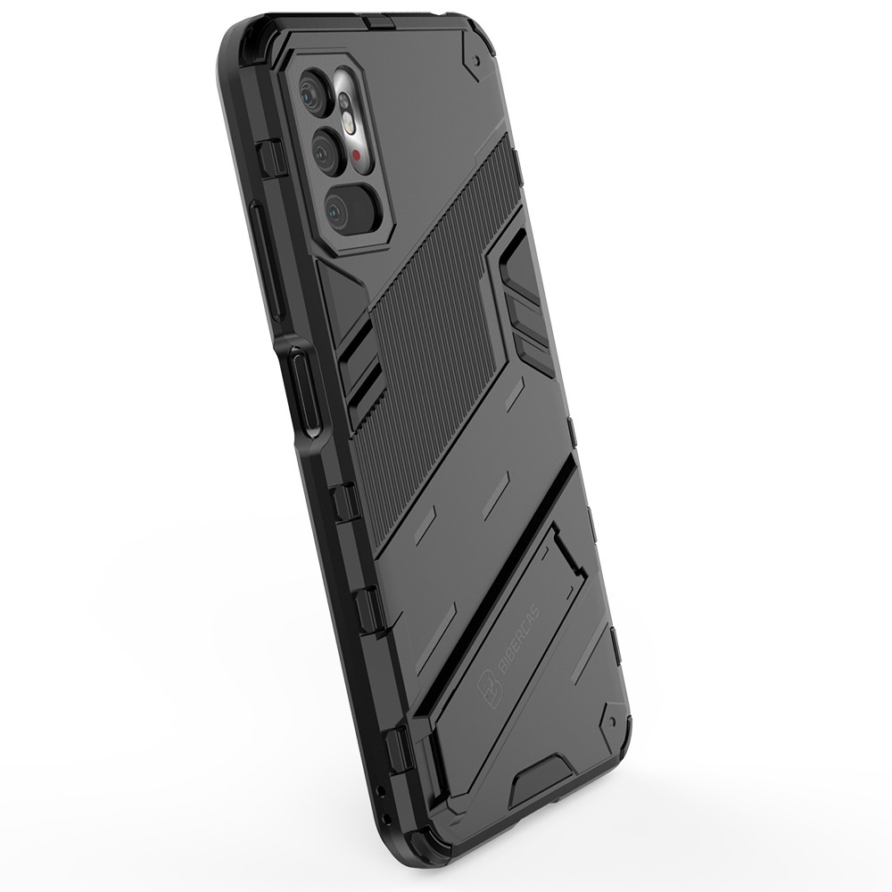 Kickstand Design Anti-Drop PC + TPU Hybrid Phone Case Cover for Xiaomi Redmi Note 10 5G - Black-3