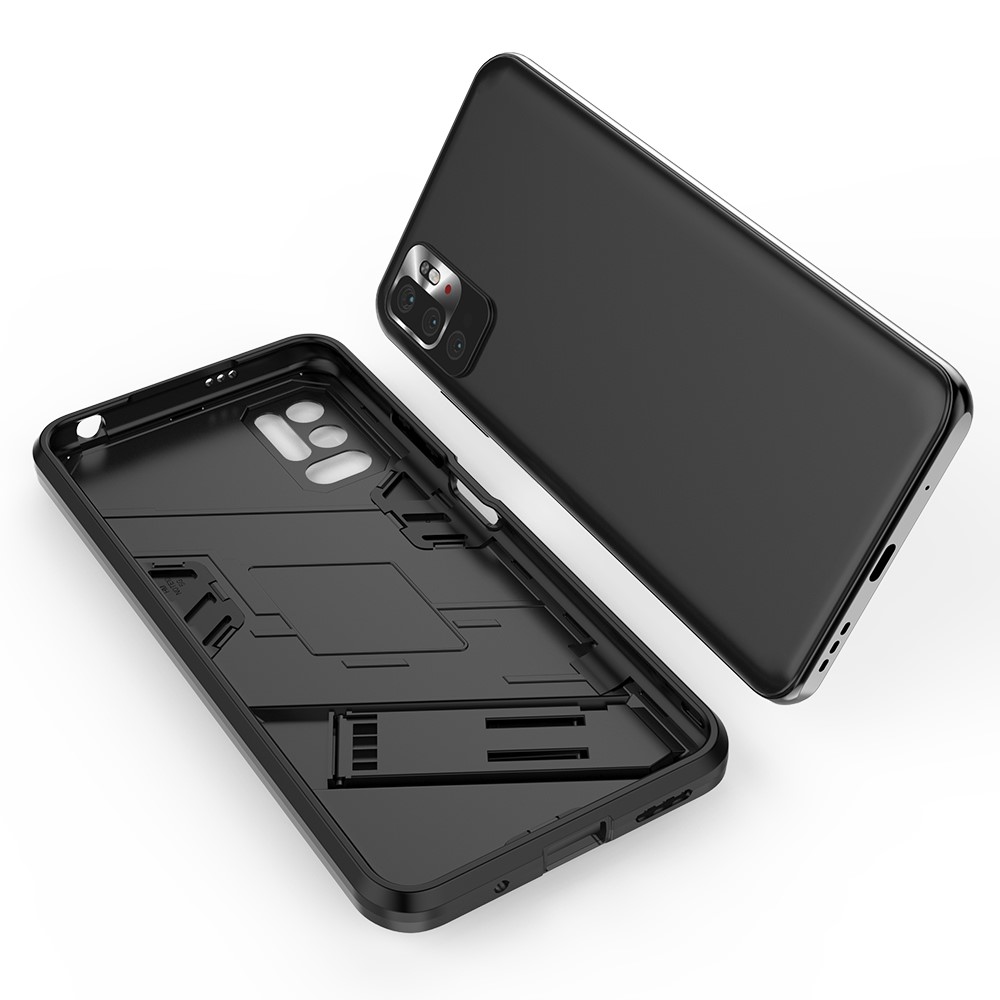 Kickstand Design Anti-Drop PC + TPU Hybrid Phone Case Cover for Xiaomi Redmi Note 10 5G - Black-4