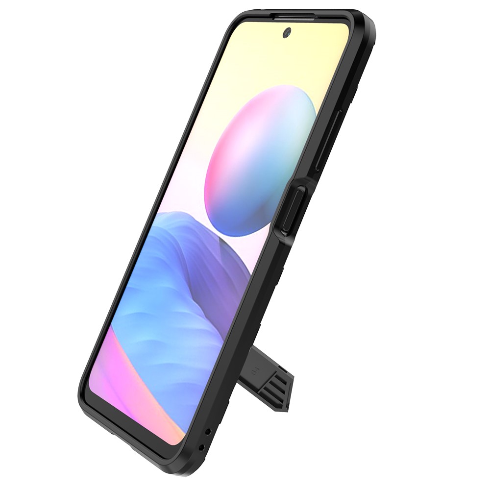Kickstand Design Anti-Drop PC + TPU Hybrid Phone Case Cover for Xiaomi Redmi Note 10 5G - Black-8