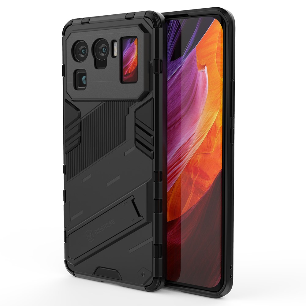 Дизайн Kickstand Anti-Drop PC + TPU Гибридный Чехол Для Телефона Для Xiaomi Mi 11 Ultra - Черный