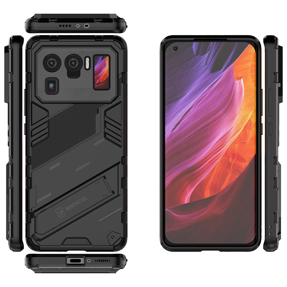 Kickstand Design Anti-Drop PC + TPU Hybrid Phone Case Cover for Xiaomi Mi 11 Ultra - Black-5