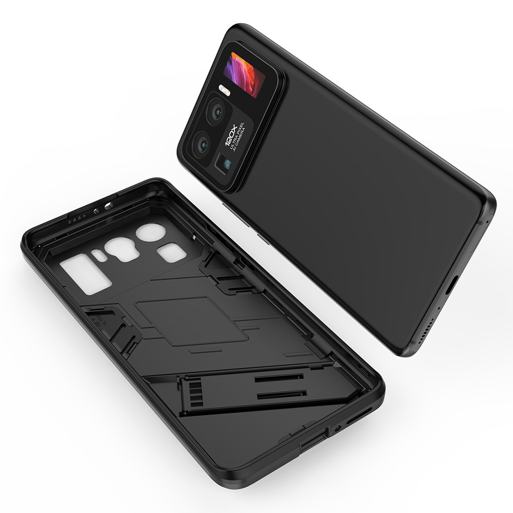 Дизайн Kickstand Anti-Drop PC + TPU Гибридный Чехол Для Телефона Для Xiaomi Mi 11 Ultra - Черный