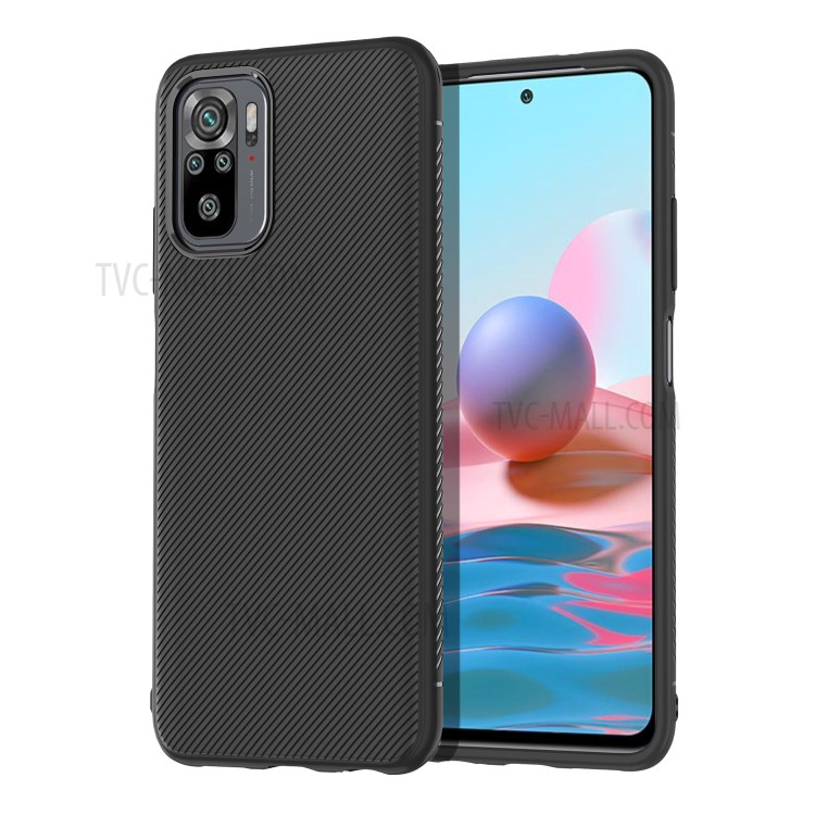 Jazz Series Twill Texture Flexible Super Slim Thicken TPU Case for Xiaomi Redmi Note 10 4G/Note 10S - Black-1