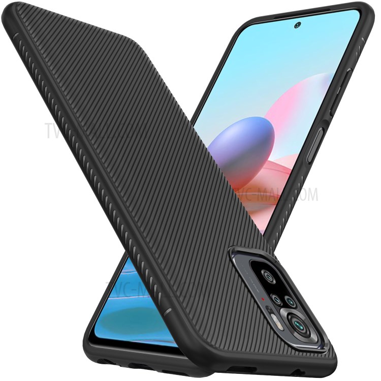 Jazz Series Twill Texture Flexible Super Slim Thicken TPU Case for Xiaomi Redmi Note 10 4G/Note 10S - Black-2