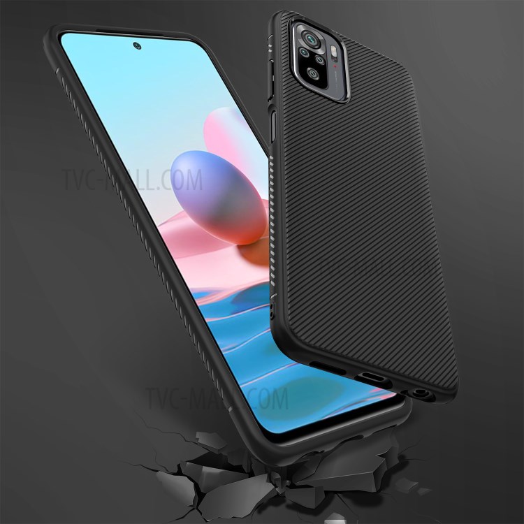 Jazz Series Twill Texture Flexible Super Slim Thicken TPU Case for Xiaomi Redmi Note 10 4G/Note 10S - Black-6