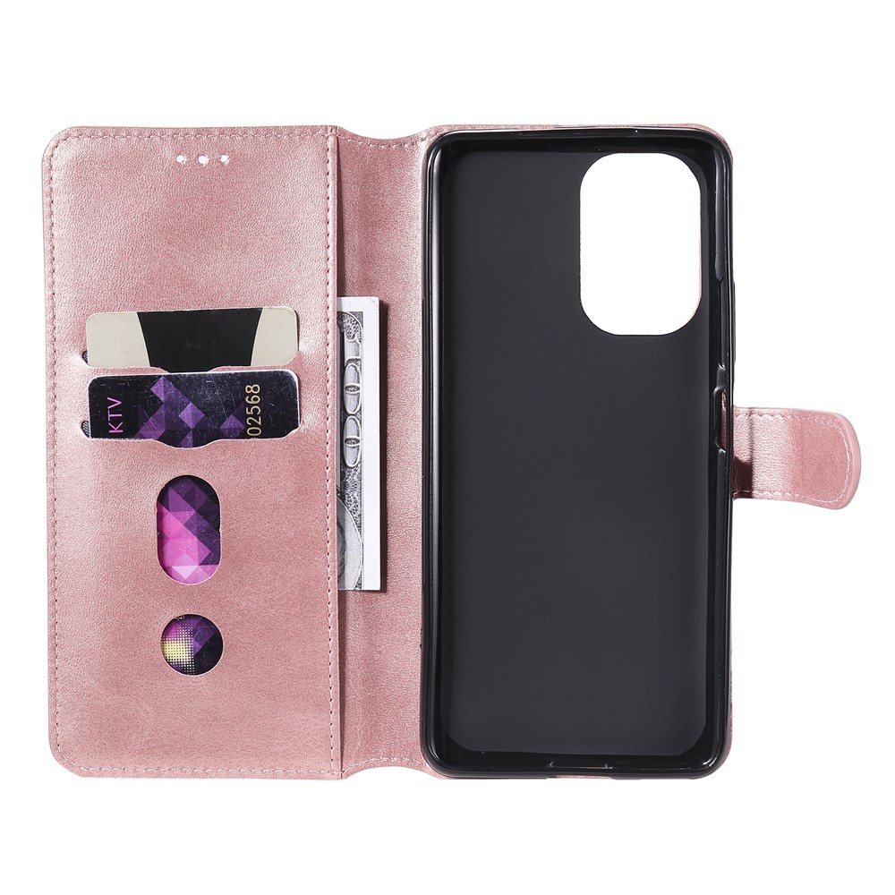 Carteira de Qualidade Flip Leather Phone Case Para Xiaomi Redmi K40 Pro / Redmi K40 / Poco F3 / Mi 11i - Rosa Ouro