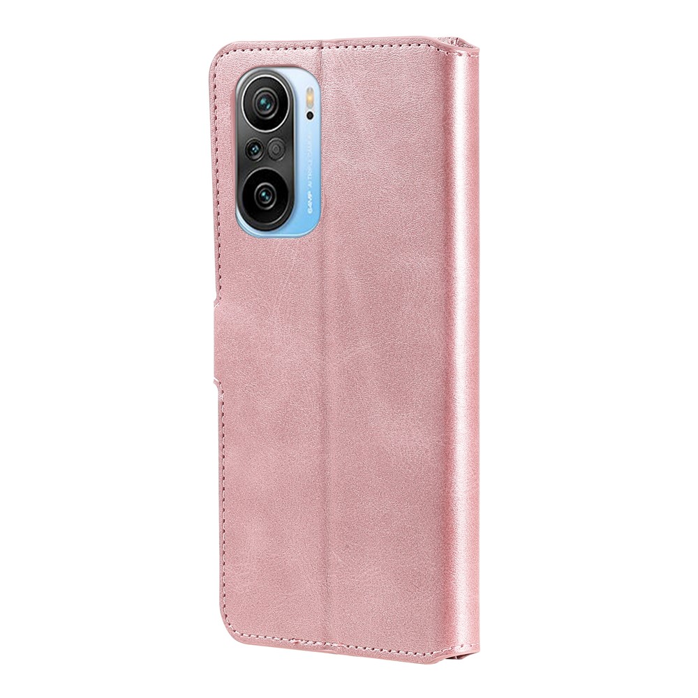 Carteira de Qualidade Flip Leather Phone Case Para Xiaomi Redmi K40 Pro / Redmi K40 / Poco F3 / Mi 11i - Rosa Ouro