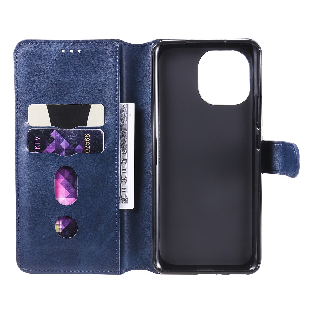 Full Protection Wallet Stand Flip Leather Phone Case for Xiaomi Mi 11 - Blue-7