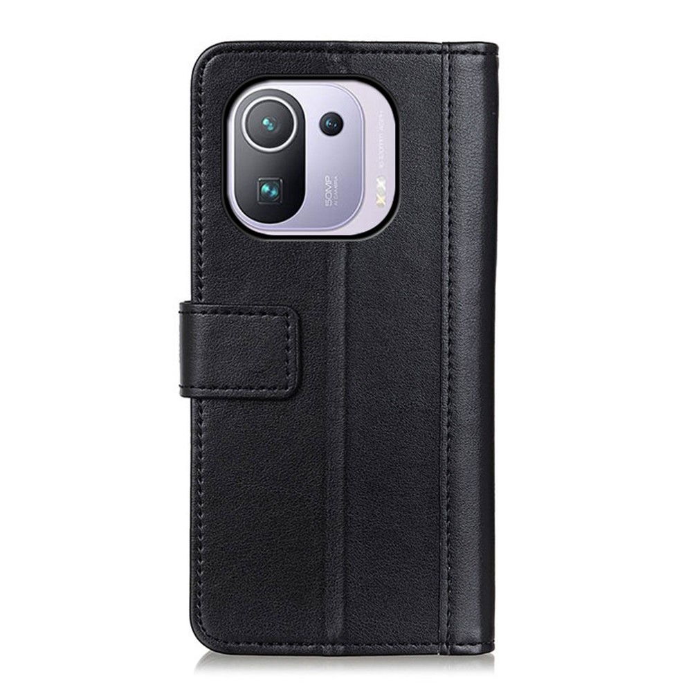 Full Protection Leather Phone Cover Wallet Stand Case for Xiaomi Mi 11 Pro - Black-12