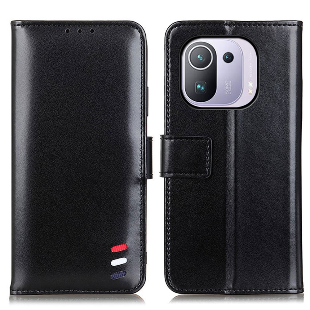 Leather Wallet Stand Case Cover for Xiaomi Mi 11 Pro - Black-1