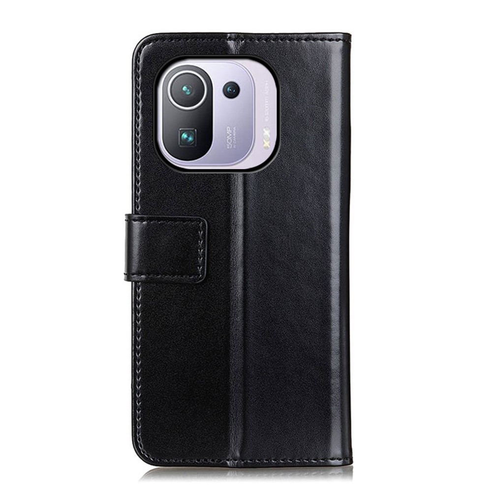 Leather Wallet Stand Case Cover for Xiaomi Mi 11 Pro - Black-7