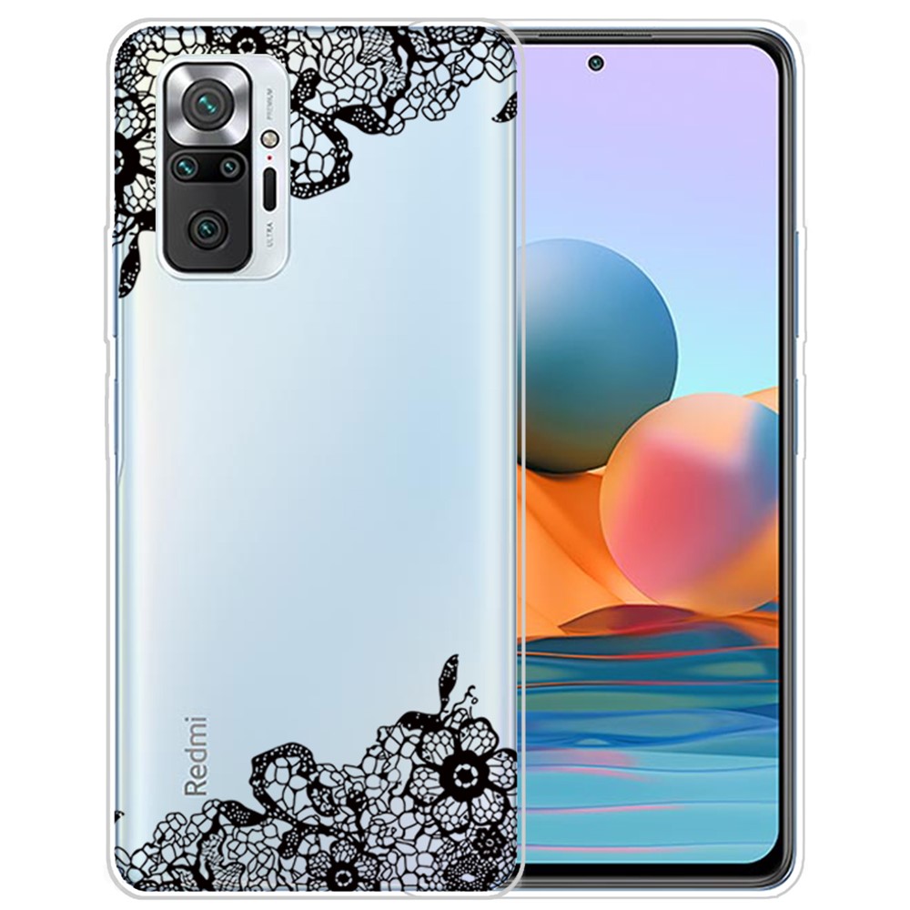 Drop Resistant Stylish Pattern Printing Well-Protected TPU Phone Case for Xiaomi Redmi Note 10 Pro/Note 10 Pro Max - Lace Flower-1