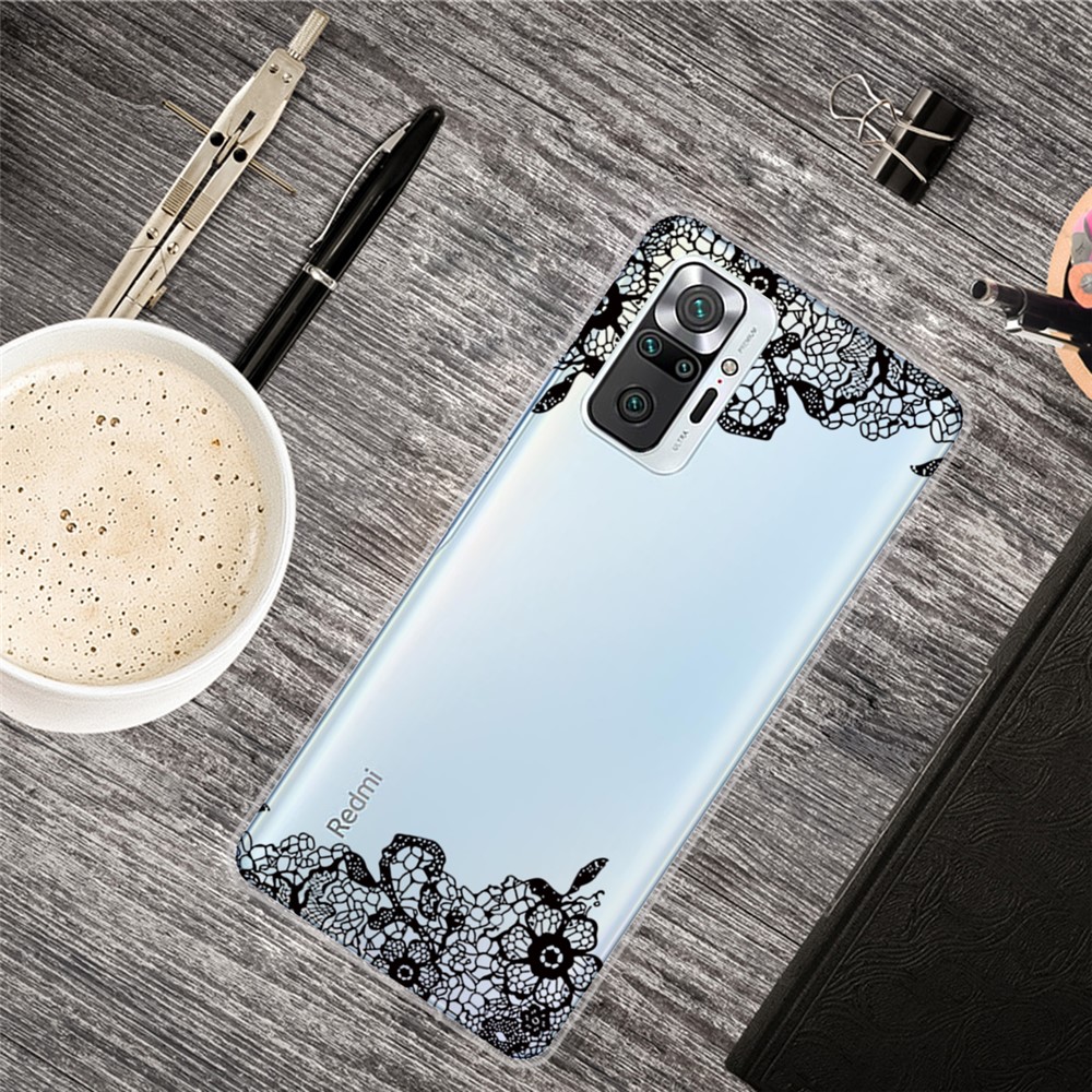 Drop Resistant Stylish Pattern Printing Well-Protected TPU Phone Case for Xiaomi Redmi Note 10 Pro/Note 10 Pro Max - Lace Flower-2