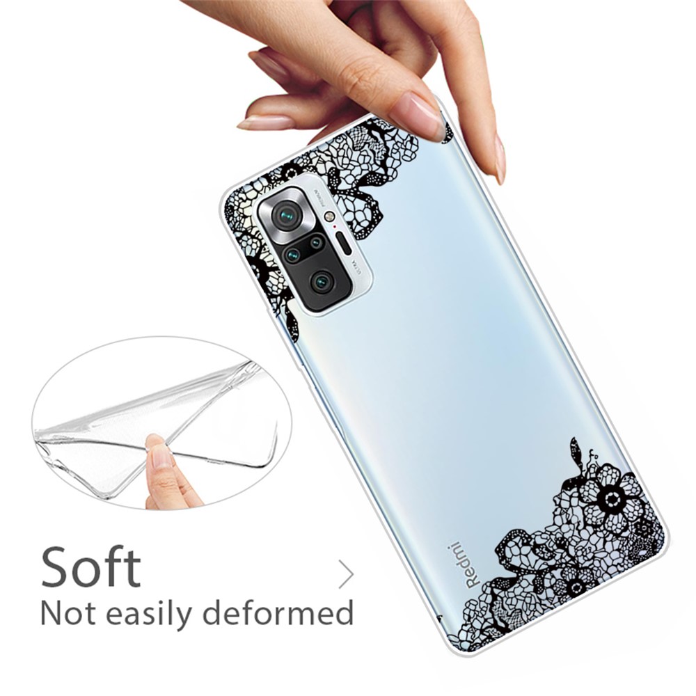 Drop Resistant Stylish Pattern Printing Well-Protected TPU Phone Case for Xiaomi Redmi Note 10 Pro/Note 10 Pro Max - Lace Flower-3