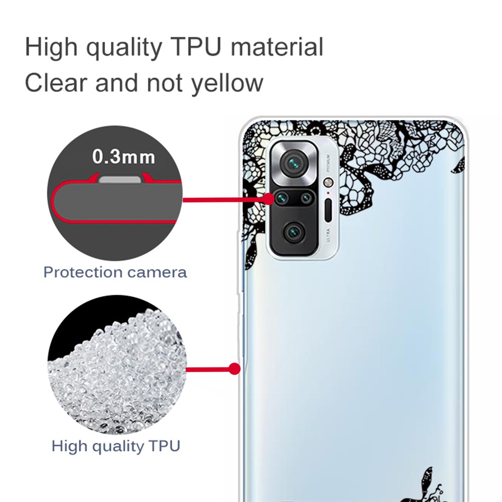Drop Resistant Stylish Pattern Printing Well-Protected TPU Phone Case for Xiaomi Redmi Note 10 Pro/Note 10 Pro Max - Lace Flower-4