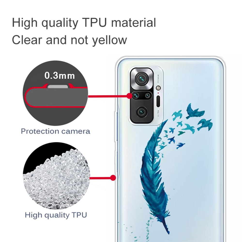 Drop Resistant Stylish Pattern Printing Well-Protected TPU Phone Case for Xiaomi Redmi Note 10 Pro/Note 10 Pro Max - Feather-4