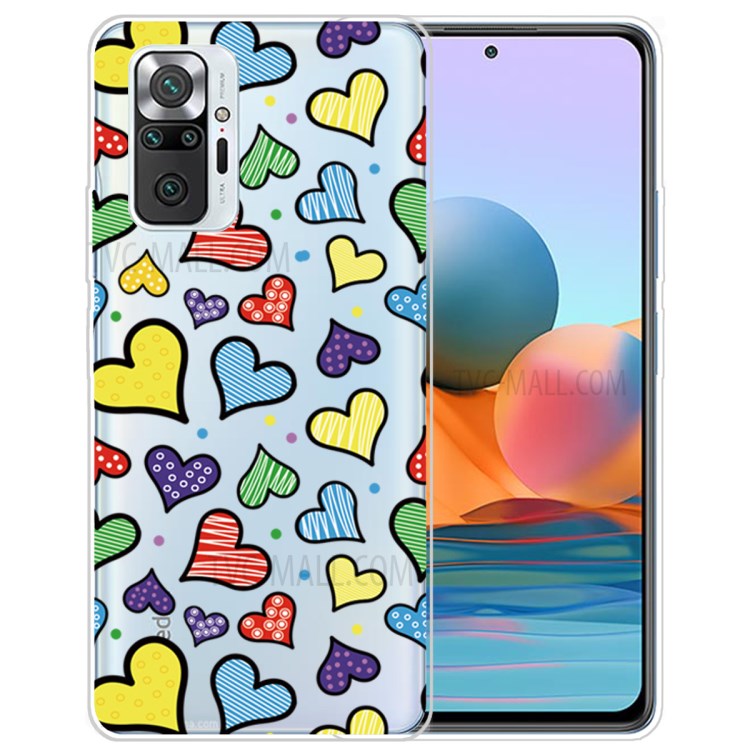 Drop Resistant Stylish Pattern Printing Well-Protected TPU Phone Case for Xiaomi Redmi Note 10 Pro/Note 10 Pro Max - Hearts-1