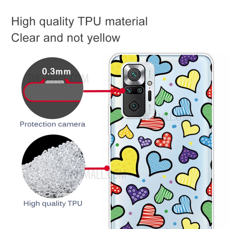 Drop Resistant Stylish Pattern Printing Well-Protected TPU Phone Case for Xiaomi Redmi Note 10 Pro/Note 10 Pro Max - Hearts-4