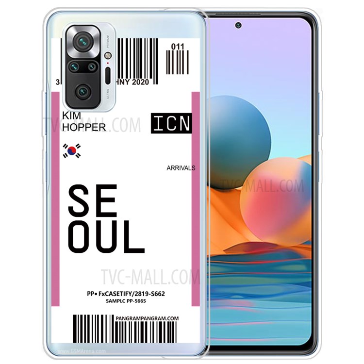 Stylish Boarding Check Pattern Printing Cell Phone Protector Cover for Xiaomi Redmi Note 10 Pro/Note 10 Pro Max Flexible TPU Case - Seoul/Kim Hopper-1