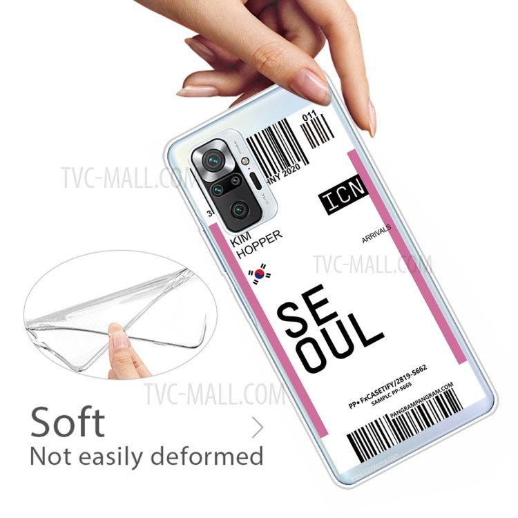 Stylish Boarding Check Pattern Printing Cell Phone Protector Cover for Xiaomi Redmi Note 10 Pro/Note 10 Pro Max Flexible TPU Case - Seoul/Kim Hopper-3