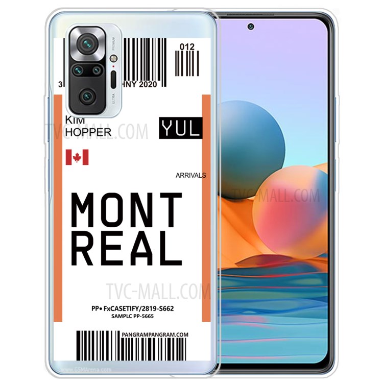 Stylish Boarding Check Pattern Printing Cell Phone Protector Cover for Xiaomi Redmi Note 10 Pro/Note 10 Pro Max Flexible TPU Case - Montreal-1