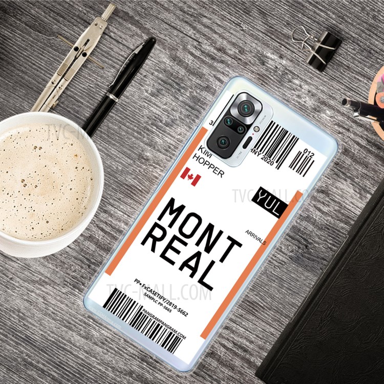 Stylish Boarding Check Pattern Printing Cell Phone Protector Cover for Xiaomi Redmi Note 10 Pro/Note 10 Pro Max Flexible TPU Case - Montreal-2