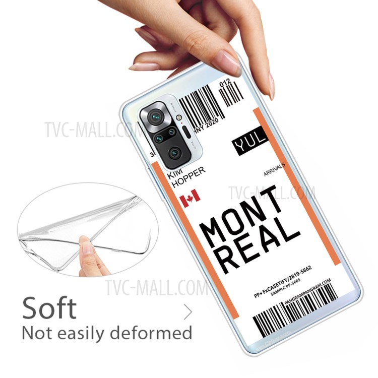 Stylish Boarding Check Pattern Printing Cell Phone Protector Cover for Xiaomi Redmi Note 10 Pro/Note 10 Pro Max Flexible TPU Case - Montreal-3