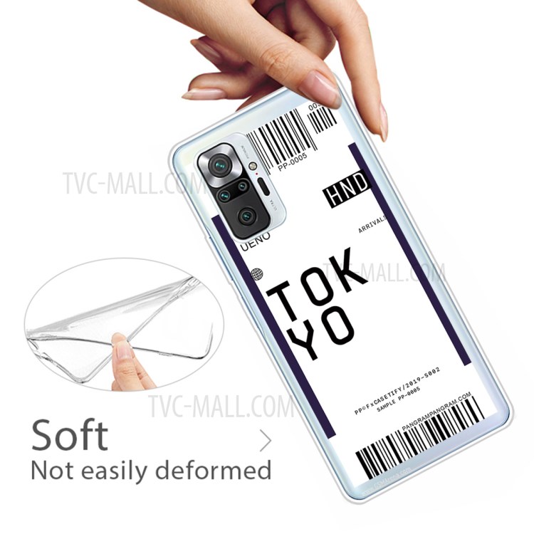 Stylish Boarding Check Pattern Printing Cell Phone Protector Cover for Xiaomi Redmi Note 10 Pro/Note 10 Pro Max Flexible TPU Case - Tokyo/Ueno-3