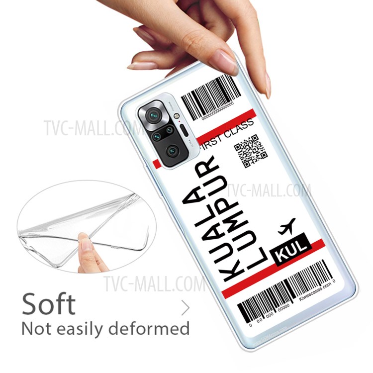 Stylish Boarding Check Pattern Printing Cell Phone Protector Cover for Xiaomi Redmi Note 10 Pro/Note 10 Pro Max Flexible TPU Case - Kuala Lumpur-3