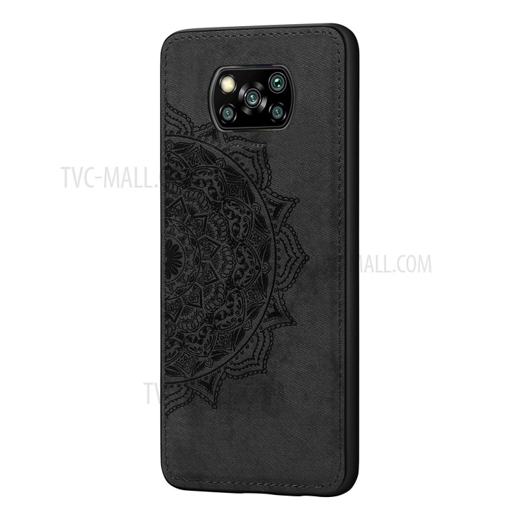 Imprint Mandala Flower Pattern Leather Coated PC + TPU Phone Case for Xiaomi Poco X3 NFC / Poco X3 - Black-1
