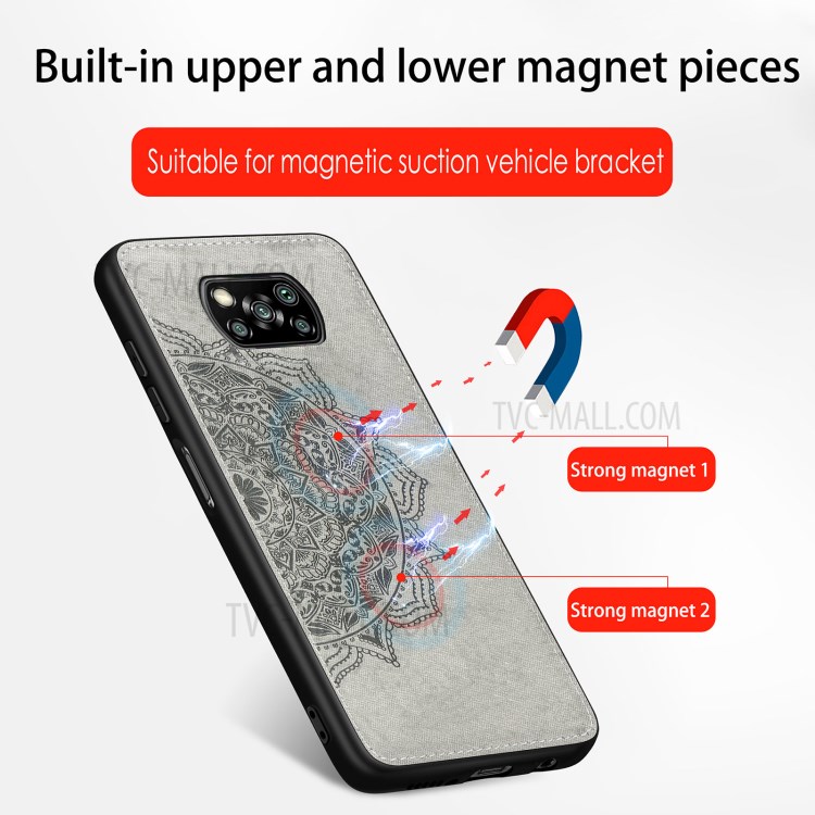 Imprint Mandala Flower Pattern Leather Coated PC + TPU Phone Case for Xiaomi Poco X3 NFC / Poco X3 - Black-10