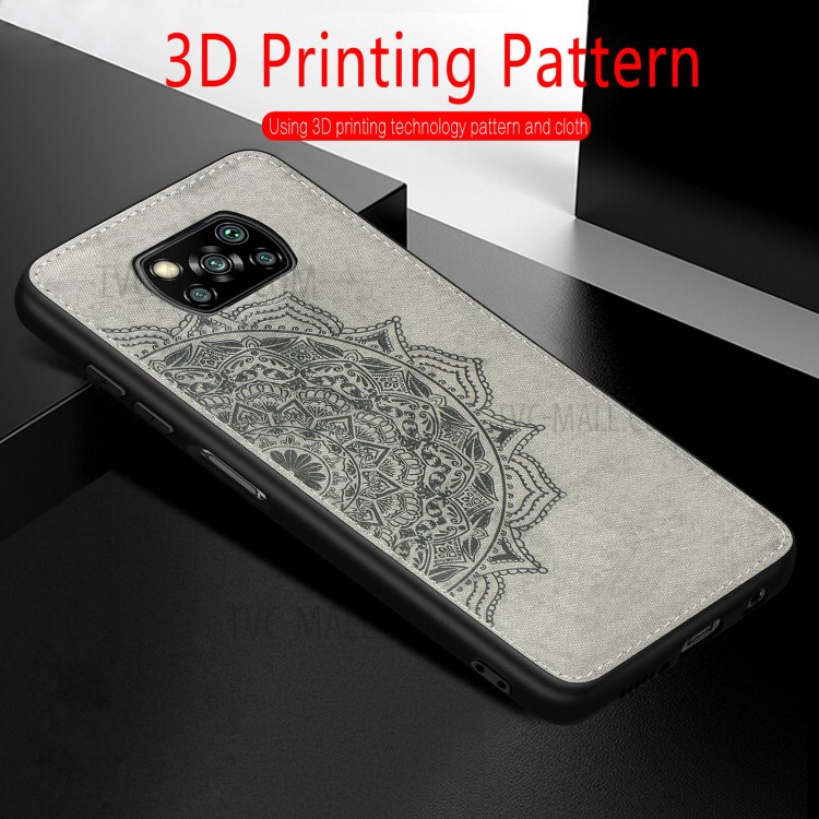 Imprint Mandala Flower Pattern Leather Coated PC + TPU Phone Case for Xiaomi Poco X3 NFC / Poco X3 - Black-11
