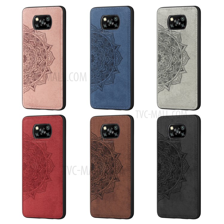 Imprint Mandala Flower Pattern Leather Coated PC + TPU Phone Case for Xiaomi Poco X3 NFC / Poco X3 - Black-12