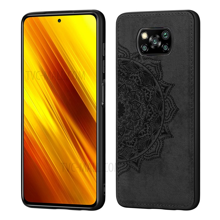 Imprint Mandala Flower Pattern Leather Coated PC + TPU Phone Case for Xiaomi Poco X3 NFC / Poco X3 - Black-2