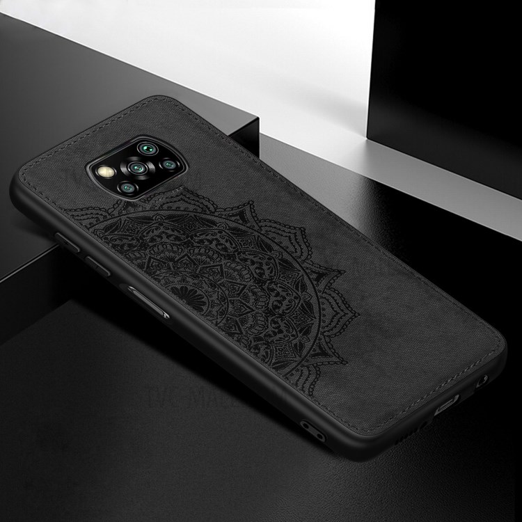 Imprint Mandala Flower Pattern Leather Coated PC + TPU Phone Case for Xiaomi Poco X3 NFC / Poco X3 - Black-3