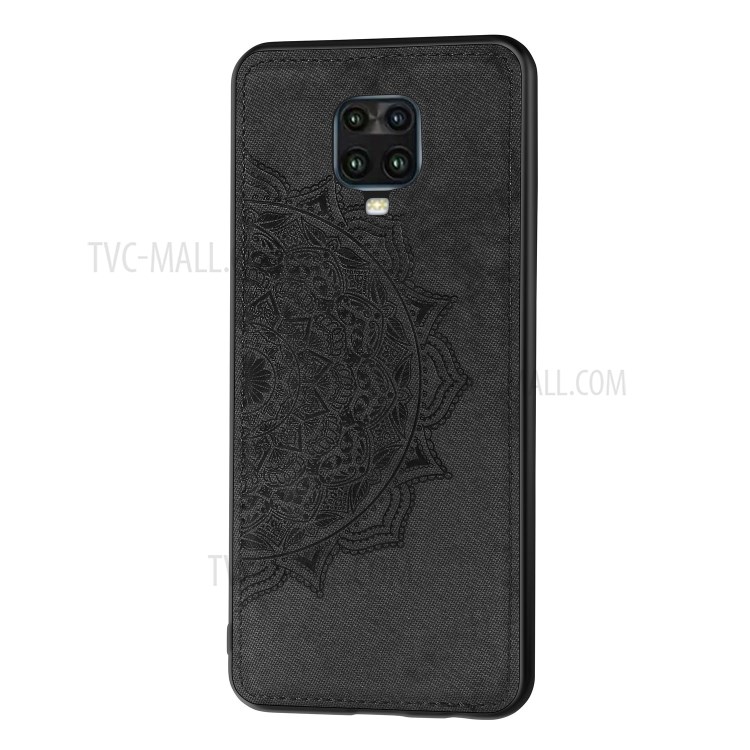 Imprint Mandala Flower Leather Coated PC + TPU Phone Case for Xiaomi Redmi Note 9S / Redmi Note 9 Pro / Redmi Note 9 Pro Max - Black-1