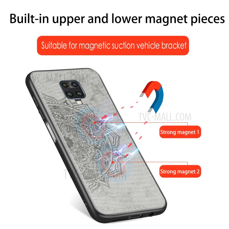 Imprint Mandala Flower Leather Coated PC + TPU Phone Case for Xiaomi Redmi Note 9S / Redmi Note 9 Pro / Redmi Note 9 Pro Max - Black-10