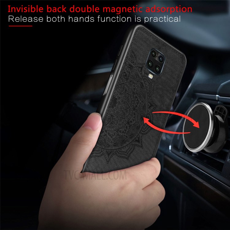 Imprint Mandala Flower Leather Coated PC + TPU Phone Case for Xiaomi Redmi Note 9S / Redmi Note 9 Pro / Redmi Note 9 Pro Max - Black-4