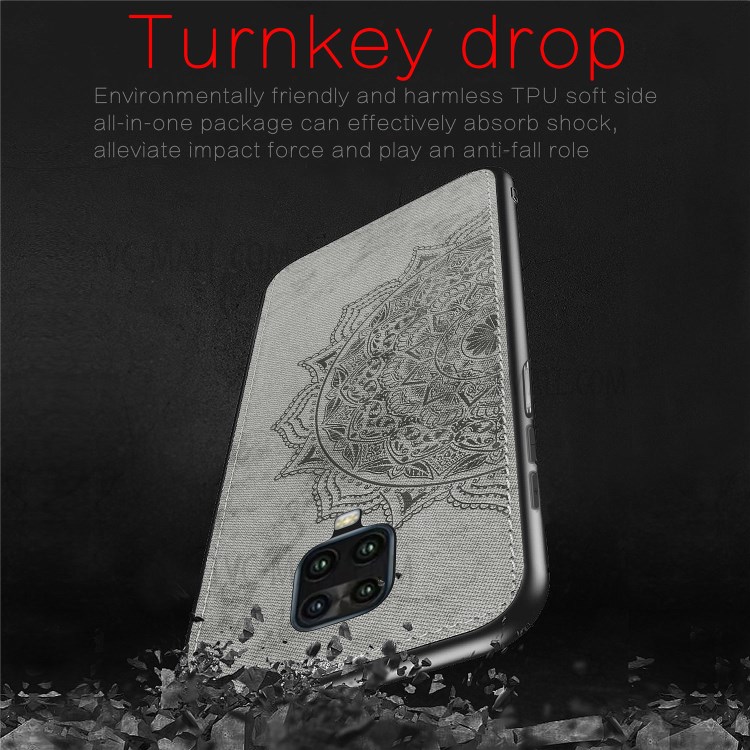 Imprint Mandala Flower Leather Coated PC + TPU Phone Case for Xiaomi Redmi Note 9S / Redmi Note 9 Pro / Redmi Note 9 Pro Max - Black-7