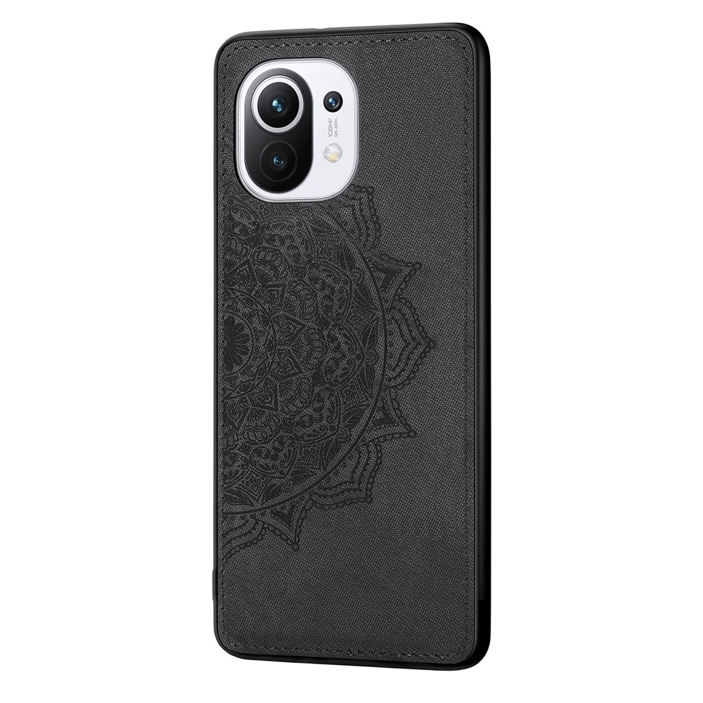 Imprint Mandala Flower Leather Coated PC + TPU Phone Case for Xiaomi Mi 11 - Black-1