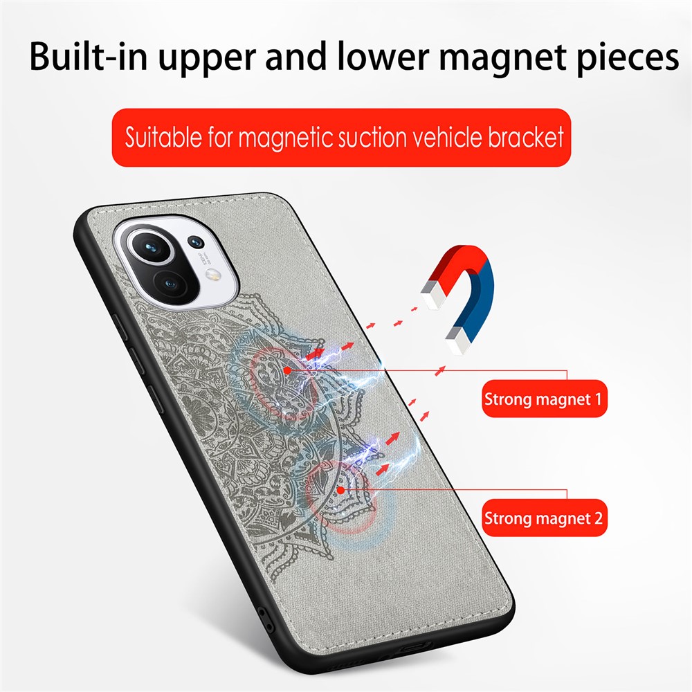 Imprint Mandala Flower Leather Coated PC + TPU Phone Case for Xiaomi Mi 11 - Black-10