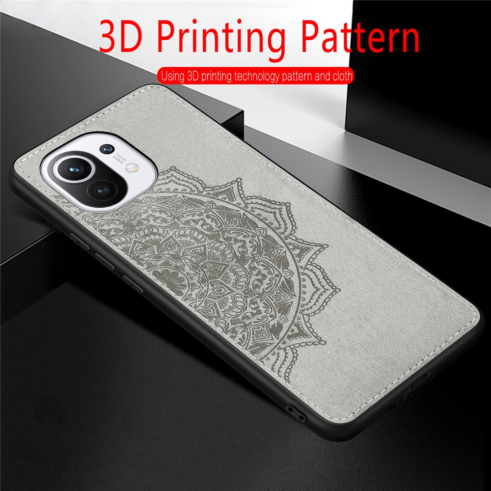 Imprint Mandala Flower Leather Coated PC + TPU Phone Case for Xiaomi Mi 11 - Black-11