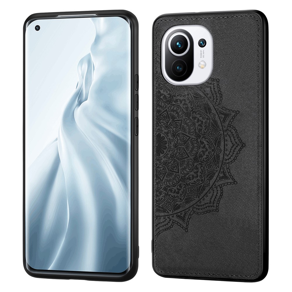 Imprint Mandala Flower Leather Coated PC + TPU Phone Case for Xiaomi Mi 11 - Black-2