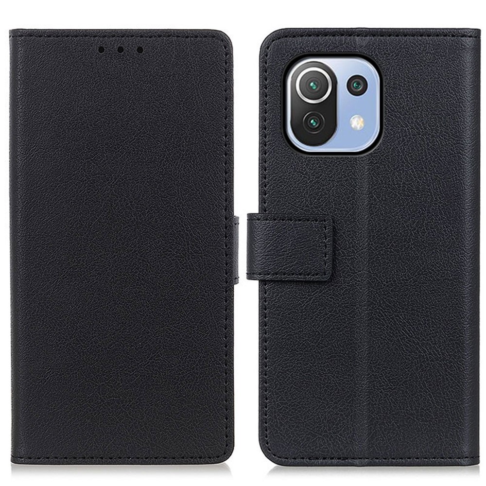 Leather Stand Case with Card Slots and Cash Pocket for Xiaomi Mi 11 Lite 4G / 5G - Black-1