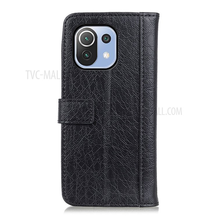 Rhino Skin with Wallet Stand PU Leather Shell for Xiaomi Mi 11 Lite 4G / 5G - Black-6