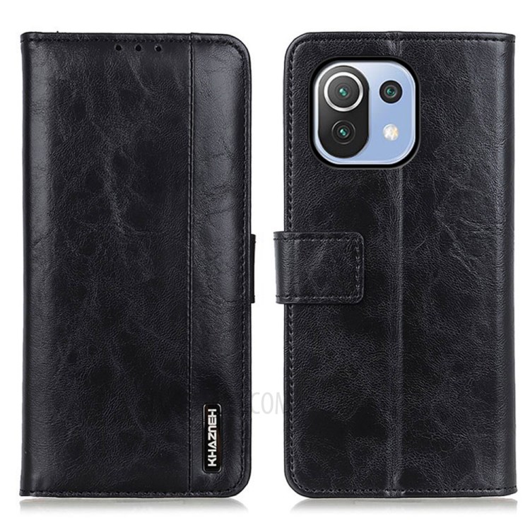 Textured Wallet Stand Leather Protective Case for Xiaomi Mi 11 Lite 4G/5G - Black-1
