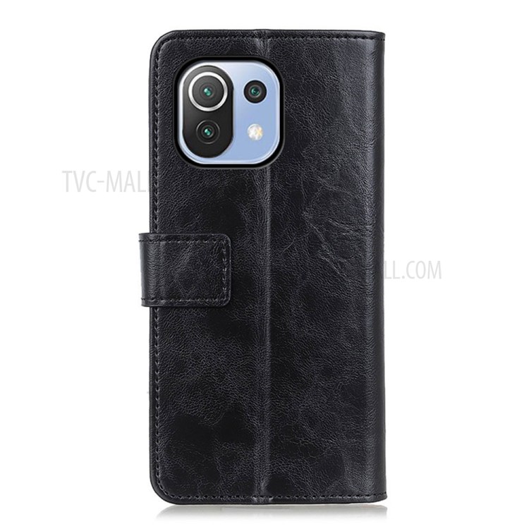 Textured Wallet Stand Leather Protective Case for Xiaomi Mi 11 Lite 4G/5G - Black-5