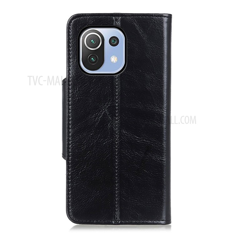 Magnetic Clasp Leather Protection Case Wallet Shell for Xiaomi Mi 11 Lite 4G/5G - Black-6